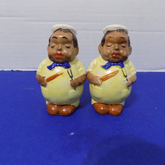 Vintage Black American Kids Bakers Cooks Chefs Salt and Pepper Shakers - Picture 5 of 5
